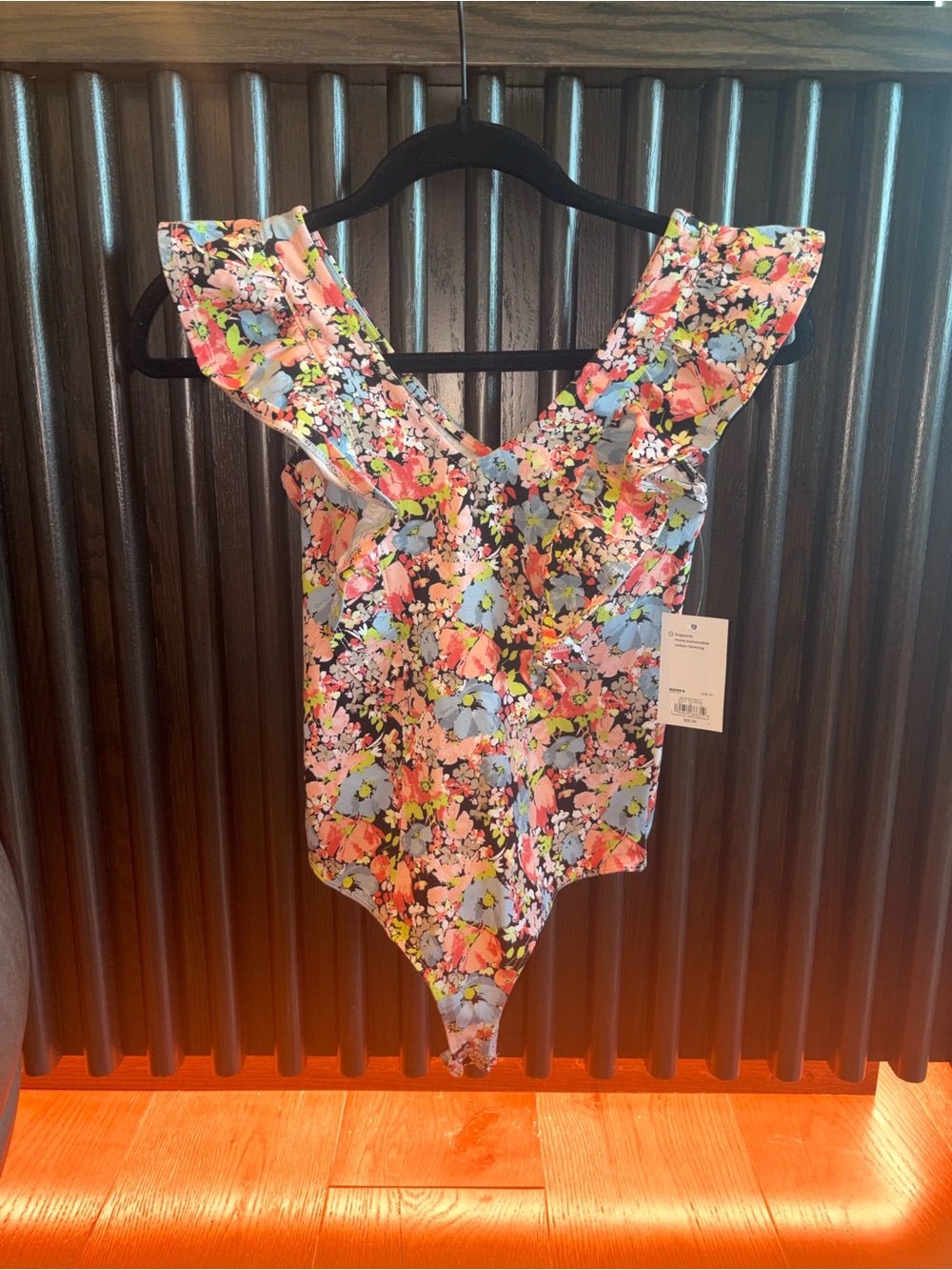 Kohl's Floral Ruffle Bodysuit - Black Multicolor